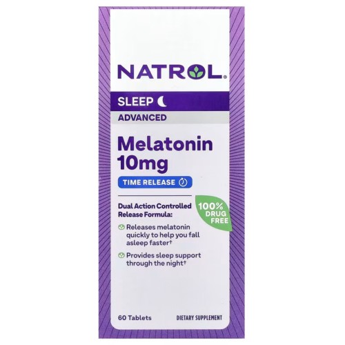 Natrol, мелатонин, улучшенный сон, медленное высвобождение, 10 мг, 60 таблеток